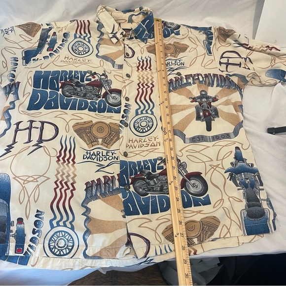 Harley Davidson Vintage Tori Richards Hawaiian Shirt Size XL - Picture 7 of 8
